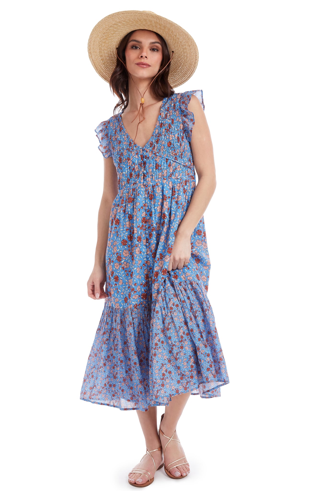 Carmel Dress Dusty/Ketchup/Sky (Sky Ground) The Coast Brand Carmel Dress Dusty/Ketchup/Sky (Sky Ground) The Coast Brand
