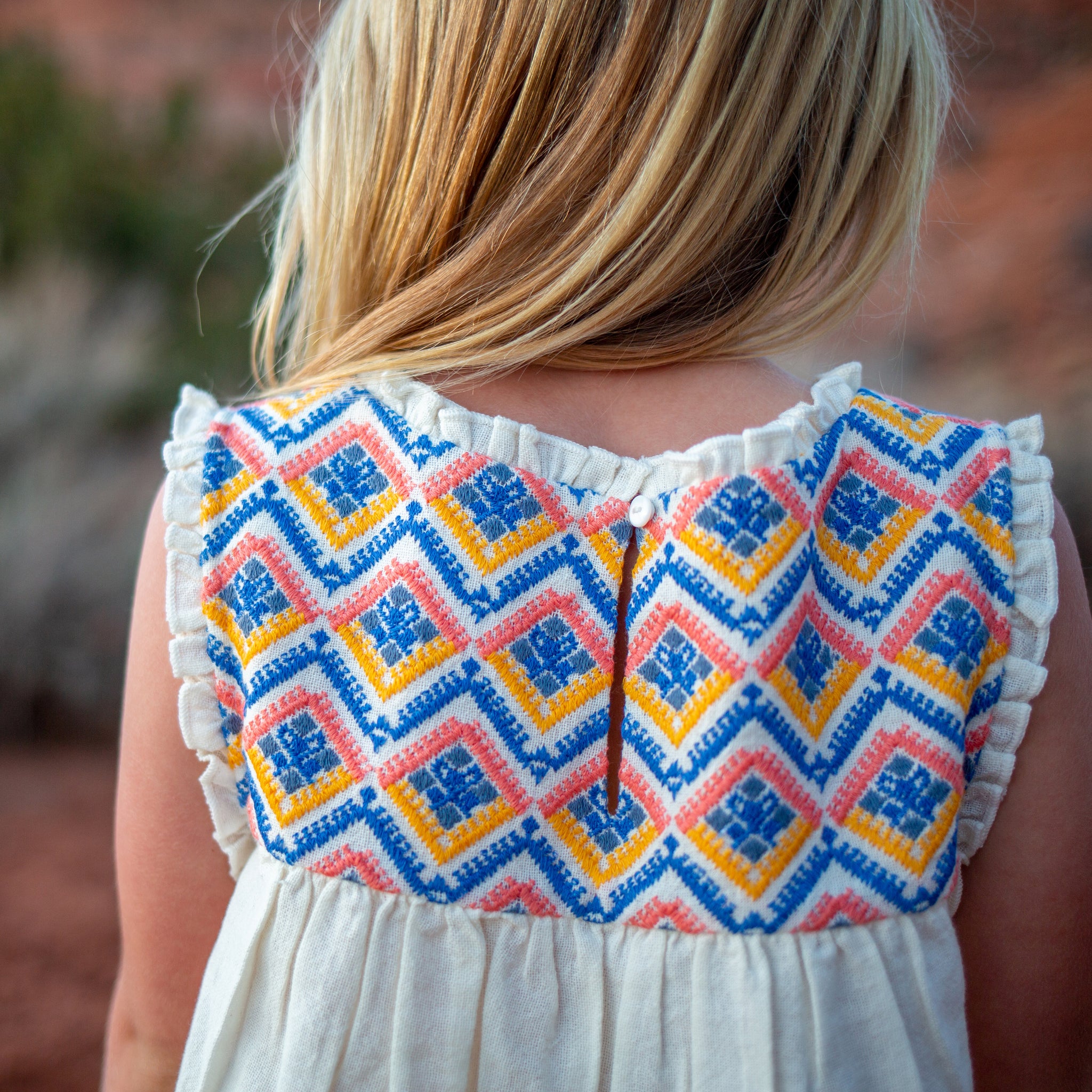Sullivans Dress Girls - Saffron/Blue/Coral