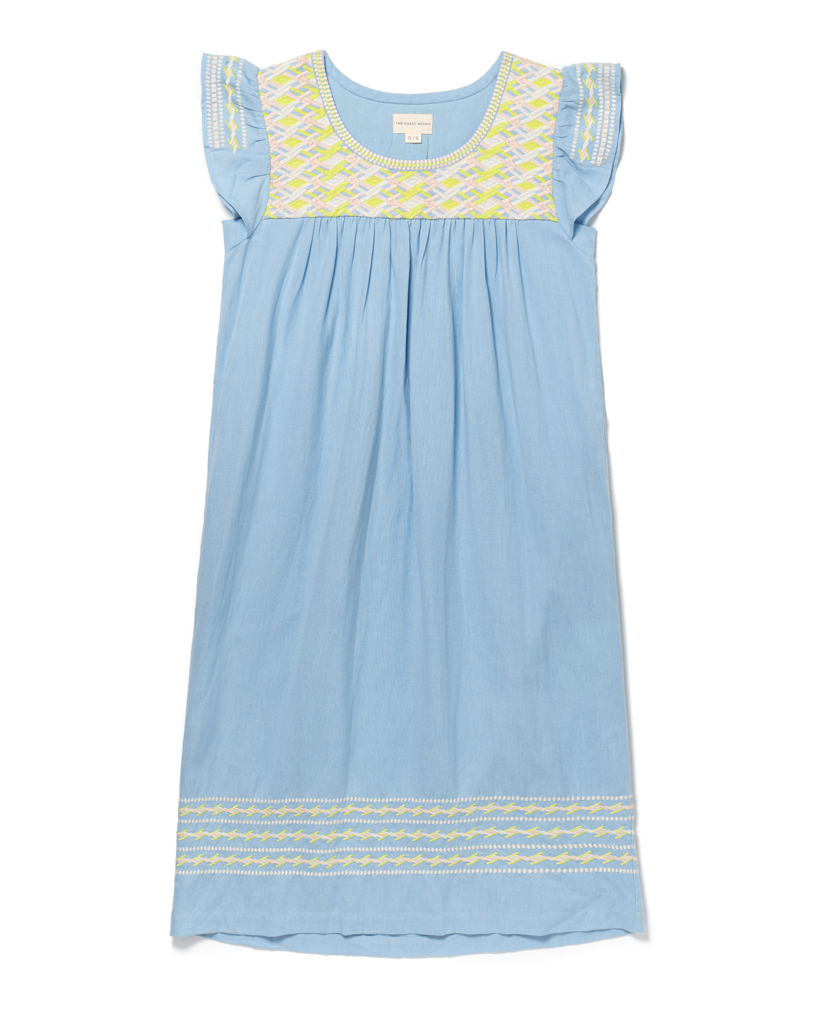 Marin Dress Light Blue - Neon Yellow/White/Light Pink