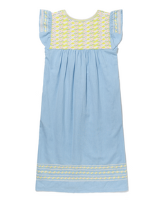 Marin Dress Light Blue - Neon Yellow/White/Light Pink
