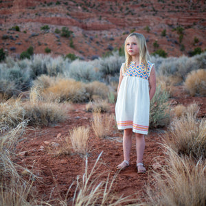 Sullivans Dress Girls - Saffron/Blue/Coral